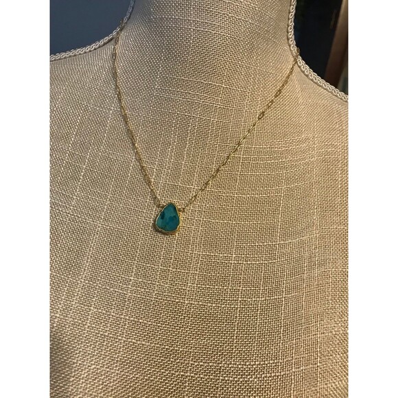 Gold and Turquoise Paperclip Chain Necklace - Picture 3 of 7